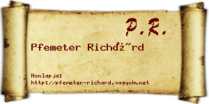 Pfemeter Richárd névjegykártya
